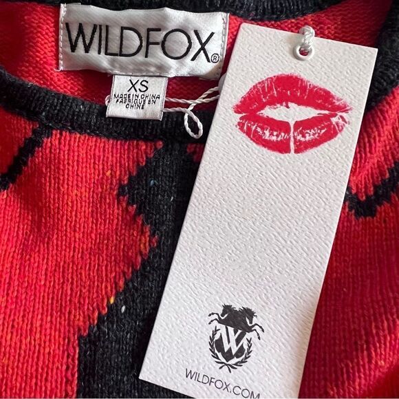 NWT Wildfox Sweater Pullover Red Black Size XS - Picture 7 of 7